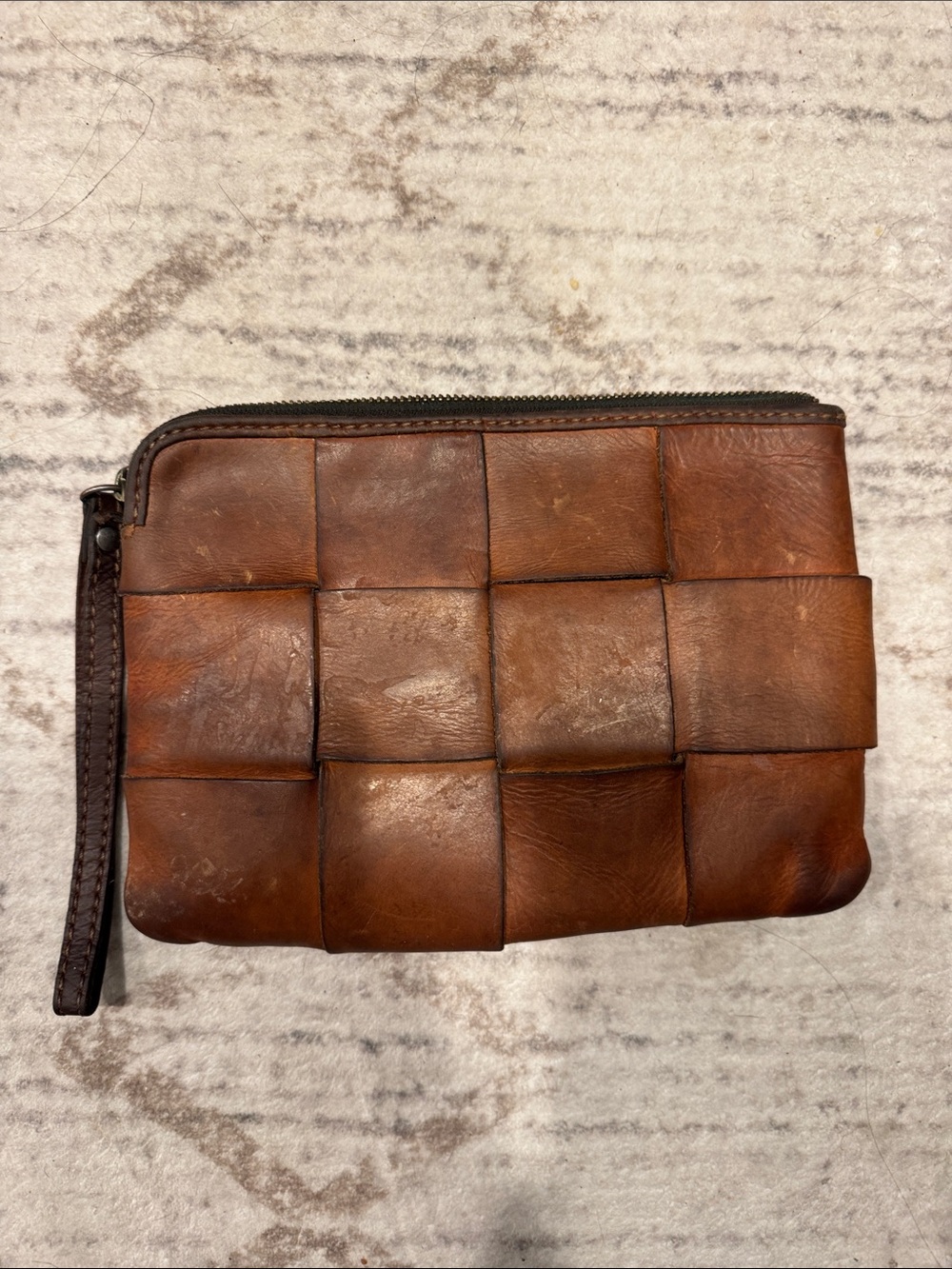 Patricia Nash Brown Woven Leather Toiletry Pouch